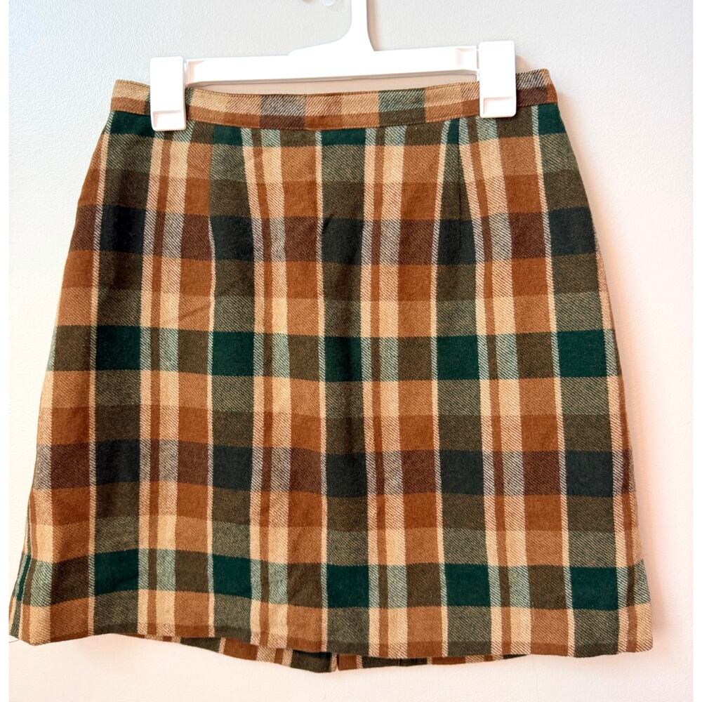 VTG 90s Limited America Wool Cashmere Plaid Mini Skirt Italy Fabric Size 12